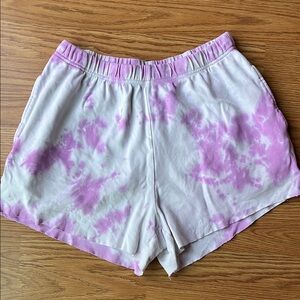 Pink and White Tie-Dye Shorts